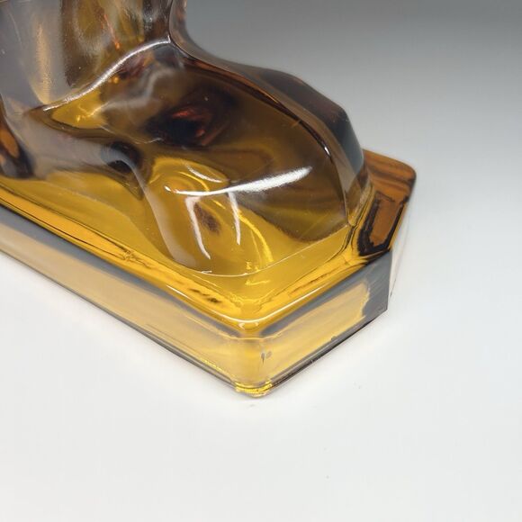 Vintage Rare L.E. Smith Amber Satin Glass Rearing Horse Bookends Pair Of 2 MCM - Picture 11 of 13